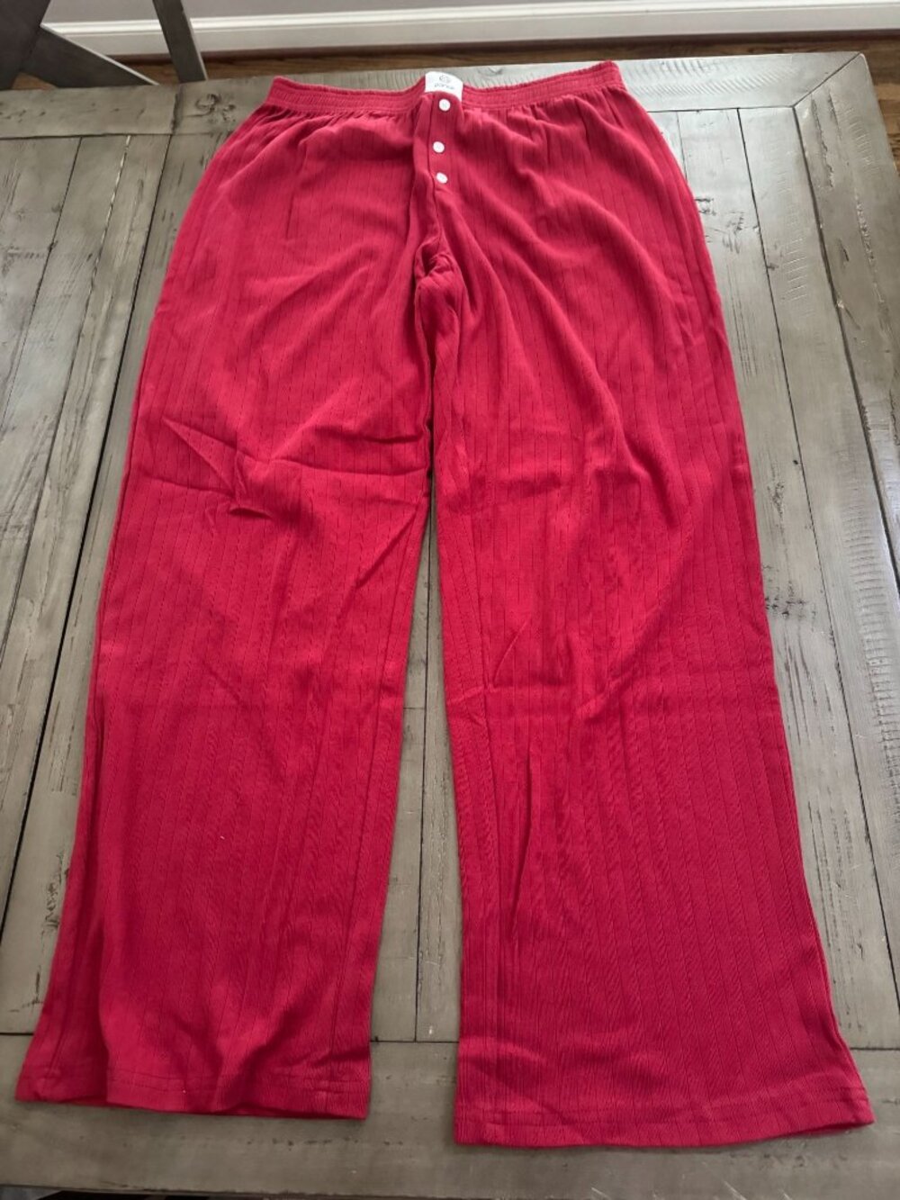 PARKE Boxer Pointelle Ribbed Pants Sweatpants Red Size Medium